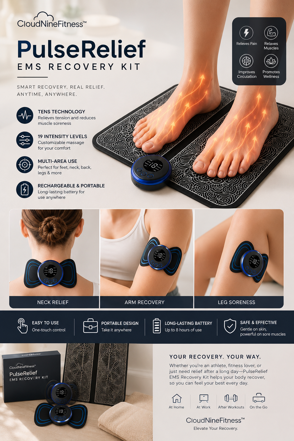 CloudNineFitness™ PulseRelief EMS Recovery Kit
